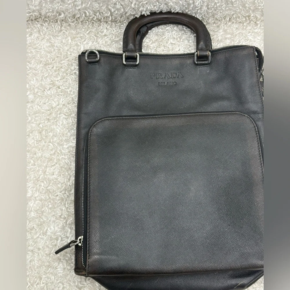 Prada Aged Saffiano Leather Vertical Briefcase Bag - Picture 4 of 16
